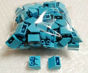 100個　2×2　ミディアムアズール　LEGO　レゴ　未組み立て　未使用　パーツ　部品　逆スロープ