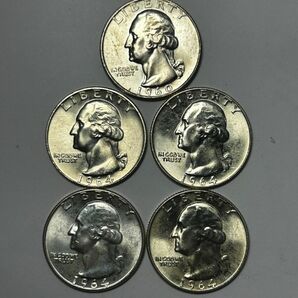 アメリカ　ワシントンクォーターダラー銀貨　5枚セット　古銭　銀貨　外国コイン