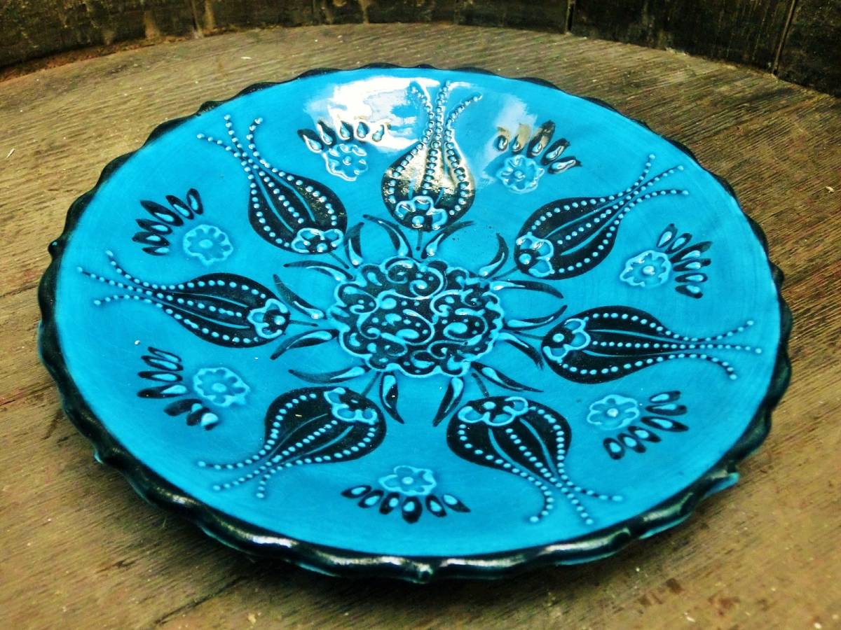 One of a kind [Free shipping under certain conditions] ☆New☆ [Turkish pottery] Adam series hand-painted plate M size wall hanging oriental tableware handmade /223, Western-style tableware, plate, dish, Bread Plate