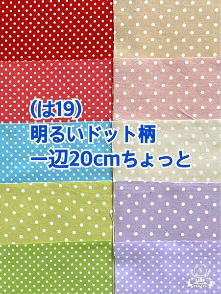 (↓100円)(は19）明るいドット柄のハギレ10枚（50枚迄メール便可能です。お値段は下記をご覧下さい)