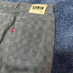 EDWIN 503 エドウィン E503CM ストレッチ チェックパンツ メンズサイズW32 グレー 日本製