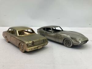 ★◆【ジャンク】シガレットケース 2点セット 金属製 TOYOTA GT2000 CENTURY センチュリー 煙草入れ 昭和レトロ トヨタ 車 灰皿 60サイズ