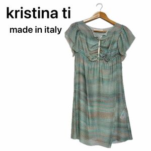 高級婦人服　一点物　イタリア製　kristina ti ワンピース　花柄スリット　アンダードレス　40 M チュニック　シルク