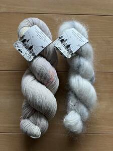 ★新品★amirisu毛糸 Swing Handdyd col.はじめてのカルアミルク 1かせ、Drift Handdyed col.Snowy Ptarmigan 1かせ