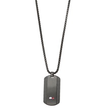 トミーヒルフィガー Tommy Hilfiger 2790424 ドックタグ ロゴ プレート ネックレス ペンダント ブラック メンズ アクセサリー_画像1