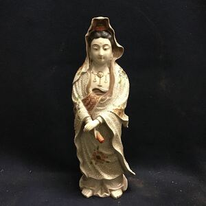 Kutani -yaki Kinzai Jinai Bodhisie Kannon Bodhisattva Статуя Будда Статуя Керамика Буддийская высота искусства 32,5 см.