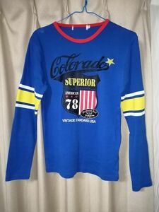 長袖 Tシャツ プリント ロゴ ブルー ストレッチ生地 ブルー Colorado SUPERIOR AMERICAN USA 78