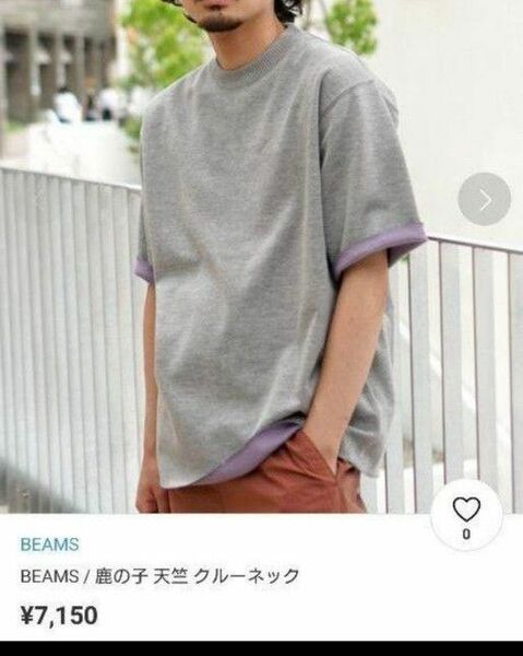 BEAMS　カノコ　鹿の子　天竺　クルーネック　カットソー