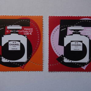 外国切手：フランス切手 「（ハート切手）シャネル」2種完 未使用の画像1
