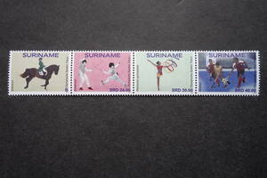 外国切手：スリナム切手 「TOKYO 2020 オリンピック競技大会」 4種連刷 未使用