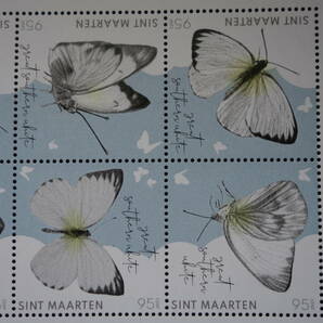 外国切手：シントマールテン切手 「蝶・ミナミシロチョウ」8種ｍ/ｓ 未使用の画像3