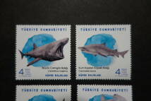 外国切手：トルコ切手 「サメ」4種完 未使用_画像2
