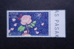 外国切手：ラトビア切手 「バラの幽霊」 （アンドレイス・ヴィクスナ作、アニタ・パエグル画の絵本） 1種完 未使用