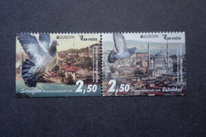 外国切手：ボスニア・ヘルツェゴビナ切手 「（2020年ヨーロッパ切手）共通テーマ・昔の郵便ルート」 2種連刷 未使用