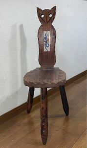 木製椅子　スペイン製　猫椅子　折り畳み　アンティーク レトロ スペイン製 花台