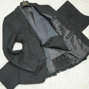 極美品★スーツセレクト SUIT SELECT スリーピース ベストリバーシブル 2way グレー系 L相当 アンコン センターベント 背抜き 現行タグ