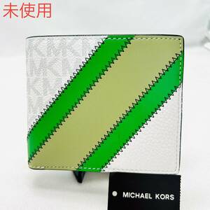  не использовался MICHAL KORS Michael Kors COOPER складывать кошелек MK рисунок двойной бумажник кошелек складывающийся пополам 