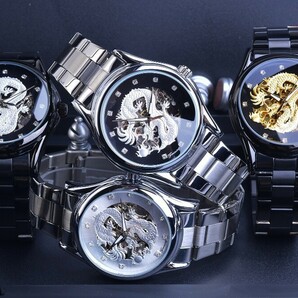 特価 新品 未使用 腕時計 機械式 自動巻き メンズ アナログ ステンレス ドラゴン 龍 ビジネス エレガント 防水 耐衝撃 発光 c2483の画像9