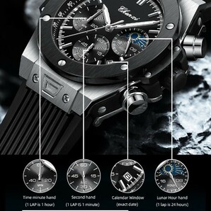 特価 新品 未使用 腕時計 クオーツ メンズ アナログ シリコン クロノグラフ ミリタリー スポーツ ビジネス 防水 耐衝撃 発光 c2476の画像8