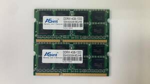 ASint PC3-10600(DDR3-1333) 4GB×2枚(計8GB)