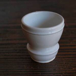 白釉薬 小さなカップ ブリュロカップ 6.1cm 陶器 1910年代 スペイン古陶 コーヒーカップ エスプレッソ アンティーク/J804の画像2