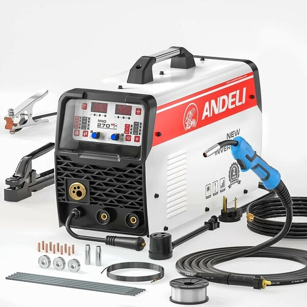 ANDELI 半自動溶接機 180A ガスノンガスMIG/アーク溶接/lift TIG 100V/200V兼用半自動溶接機 MIG溶接 アルミ溶接可能 半自動 MIG-270DLS