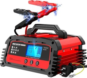 WODWIDバッテリー充電器 自動パルス充電器 20A大電流 12V/24V兼用 維持充電 スマートチャージャー バッテリー診断機能付き AGM/GEL