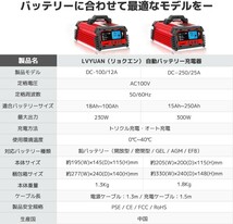 全自動 バッテリー充電器 定格12A 緊急時 全自動 スマートチャージャー 12V/24V対応 バッテリー診断機能付 AGM/GEL車充電可能 _画像6