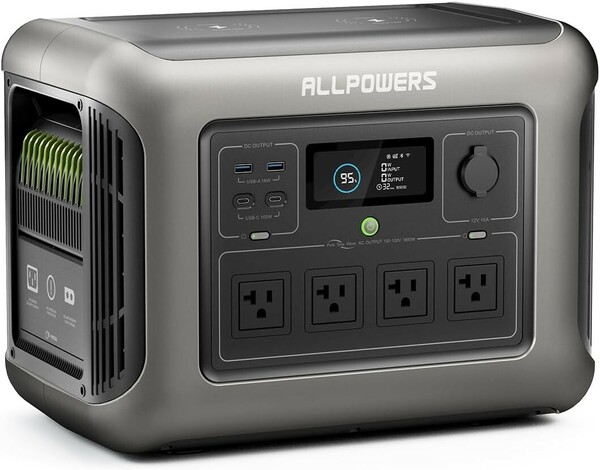 ALLPOWERS R1500 ポータブル電源 1152Wh大容量 AC出力(1800W 瞬間最大3000W) 650Wソーラー入力 リン酸鉄リチウム家庭用蓄電池 