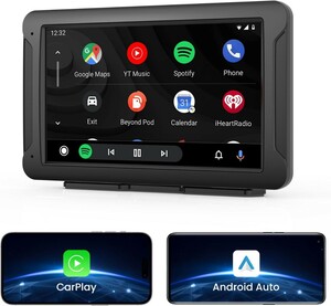 ワイヤレスCarPlay & Android Auto カーオーディオ ７インチ ディスプレイ カーステレオ ポータブル ワイヤレス ミラーリング BT音楽 通話 