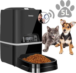  automatic feeder cat dog for pet automatic feeding machine 5L high capacity 1 day 4 meal . maximum 20 day continuation automatic feeding timer type can record washing with water possibility cat / dog 