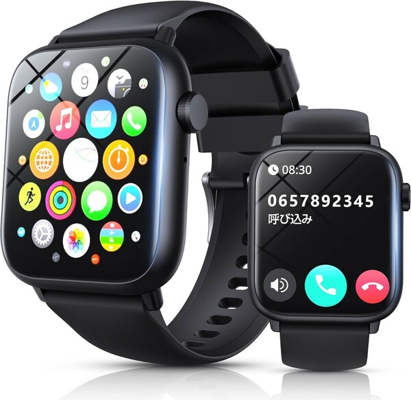 スマートウォッチ【Bluetooth通話可能 1.85インチ大画面】超薄型 120種類運動モード 活動量計 IP67防水 スポーツウォッチ smart watch 