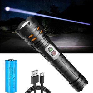 2023新型強化版 2つのスイッチ 超遠射】 超高輝度 懐中電灯 led ライト 950000ルーメン ハンディライト Type-C 2.0 USB ペンライト