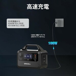 GRECELL ポータブル電源 230Wh 1.5時間で満充電可能 家庭用蓄電池 小型軽量 純正弦波AC(300W 瞬間最大600W) USB-C PD100W出力 急速充電 の画像4