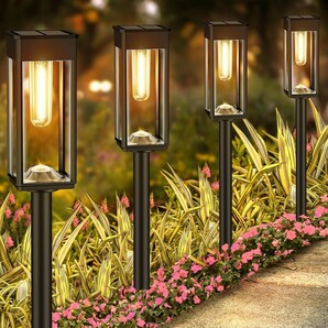 ソーラーライト 屋外 IP65防水 ガーデンライト 電球色 LED 通路ライト 高輝度 イルミネーション 自動点灯/消灯 埋め込み式 庭/ガレー