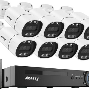 【800万画素・顔検出・双方向音声】AEAZZY 800万画素 防犯カメラ 8台セット 8MP POE給電カメラ 8ch H.265 4Kレコーダー 8台まで増設可