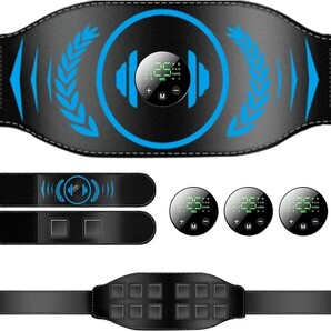2024新登場 ジェルシート不要】 EMS 腹筋ベルト 3つコントローラー ベルト4点セット 8種類モード 12枚伝導布 25段階強度 腕ベルト