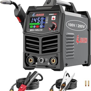 GZ GUOZHI 溶接機 100v 200V 兼用 半自動 145A アーク溶接 ノンガスワイヤー溶接 1台2役 インバーター直流 半自動溶接機 定格使用率