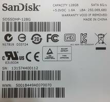 SANDISK中古 SATA SSD / 128GB / SDSSDHP-128G / 22,801時間使用_画像3