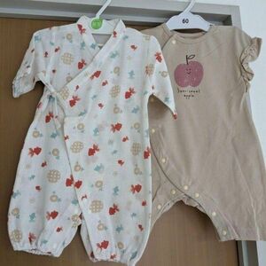 新品　半袖プレオール　ロンパース ベビー服　新生児　女の子 甚平　二枚セット