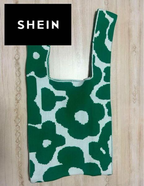 SHEIN 花柄ニット トートバッグ 