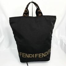 【極美品】フェンディ ／ナイロン/FENDIFロゴライン/バケツ型ハンドバック/ブラック_画像1