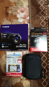 【全品新品】Canon　キャノン　 PowerShot　パワーショット SX740 HS シルバー　SDXCカード(SDカード)SanDisk 　ケース　保護フィルム