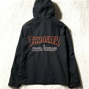 THRASHER★レア★ロゴ刺繍 マウンテンパーカー ジャケット ブルゾン 黒 L スラッシャー 90's Y2K レトロ ヴィンテージ スケート ストリート