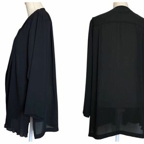 里麻 リマ プリーツ ロングブラウス 羽織り ジャケット トップス 大きいサイズL 長袖 日本製 フォーマル 11号 ブラック 黒 カーディガンの画像7