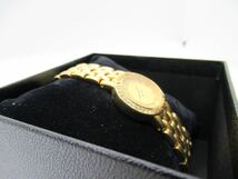 ロイヤルミント 24K 純金コイン入 1/30オンス ゴールド文字盤 RM-2002 クオーツ レディース 腕時計 (0306G59)_画像4