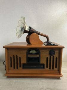 COLUMBIA コロンビア GP-610 CD FM/AM ラジオプレーヤー 蓄音機型 レトロ調 アンティーク調