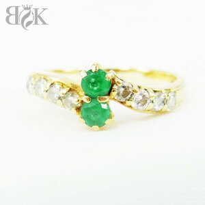 K18te The Yinling g emerald E0.23ct diamond D0.30ct approximately 13.5 number length width : approximately 7.2mm approximately 2.7g Gold ring #
