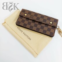 美品 ルイヴィトン ダミエ ポルトフォイユ・アコルディオン N60002 長財布 チェーン ロングウォレット LOUIS VUITTON 中古 ★_画像1