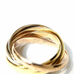 仕上げ済み カルティエ 5連 トリニティリング 指輪 750 K18 ゴールド スリーカラー 表記サイズ:53 約11.5~17号 総重量約8.6g Cartier 〓の画像6
